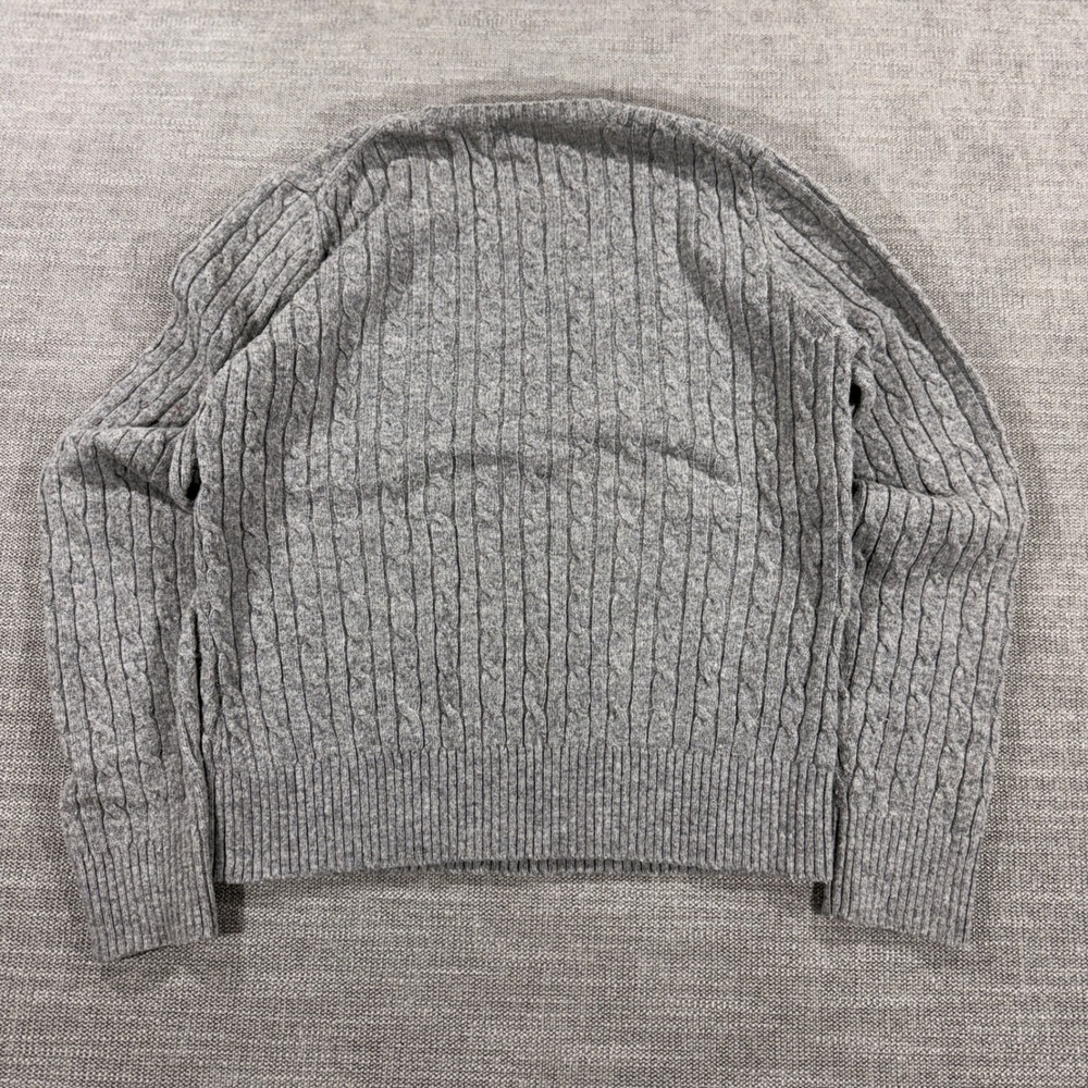 L.L. Bean Cable Knit Sweater Womens‎ Small Gray Excellent Lambswool Crewneck - Picture 3 of 7